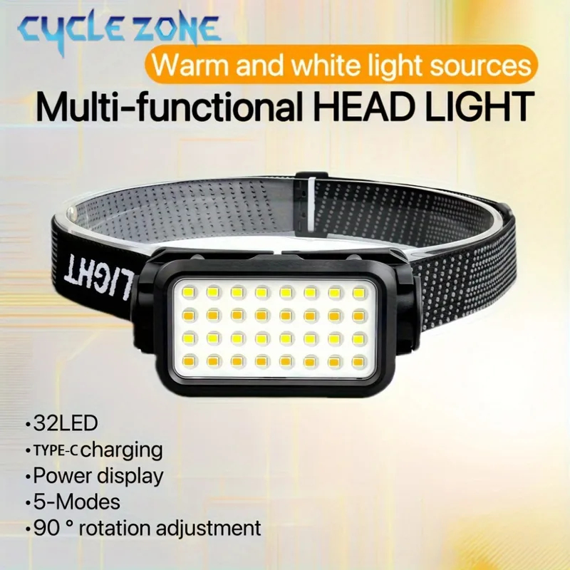 Rechargeable Headlamp with 32  - Outdoor Adventure At recension och pris