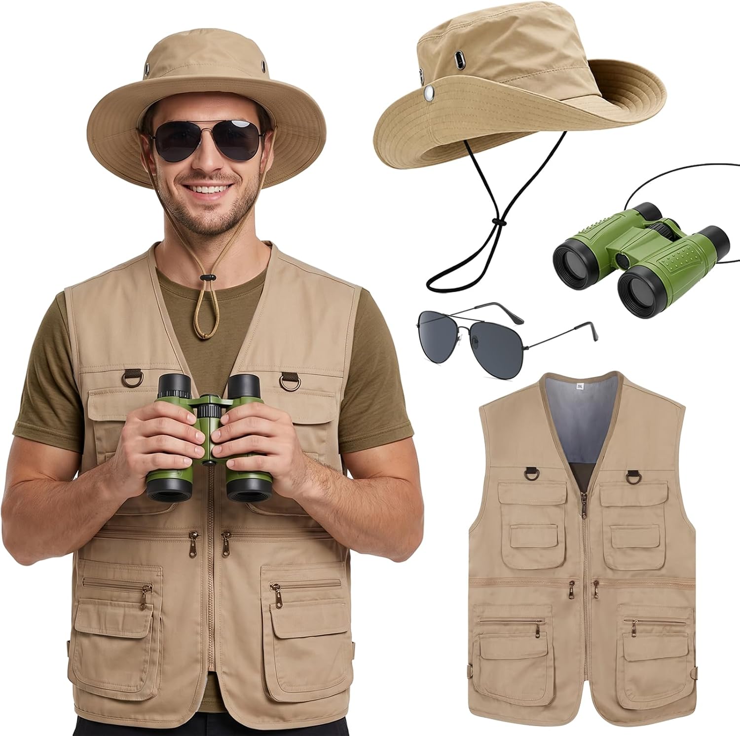 4 Pcs Men Safari Costume Set O - Zoo Outdoor Adventure Set recension och pris
