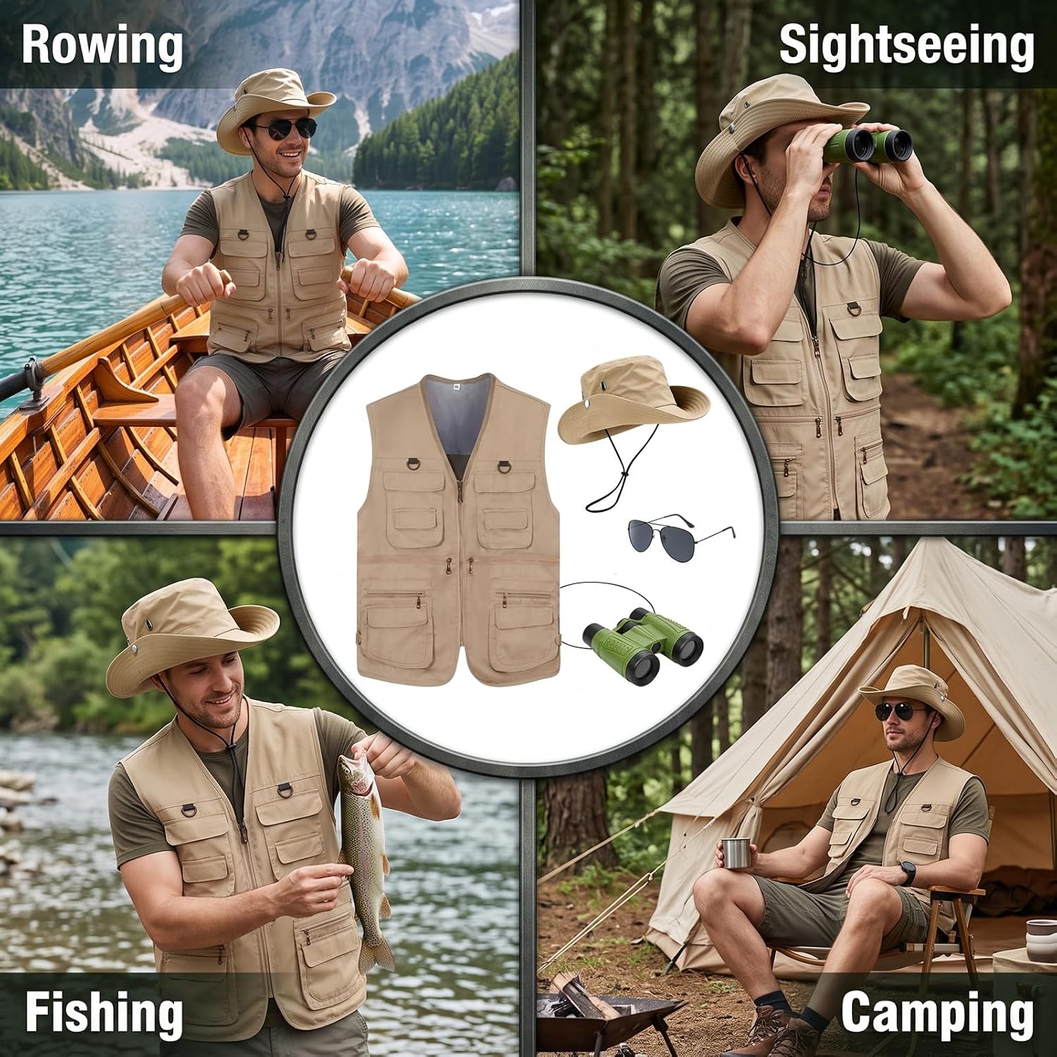 4 Pcs Men Safari Costume Set O - Zoo Outdoor Adventure Set recension och pris